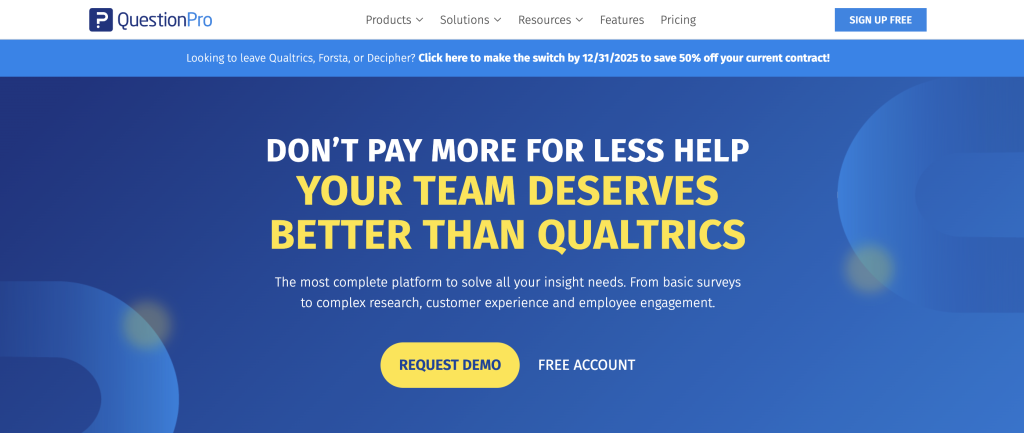 QuestionPro homepage