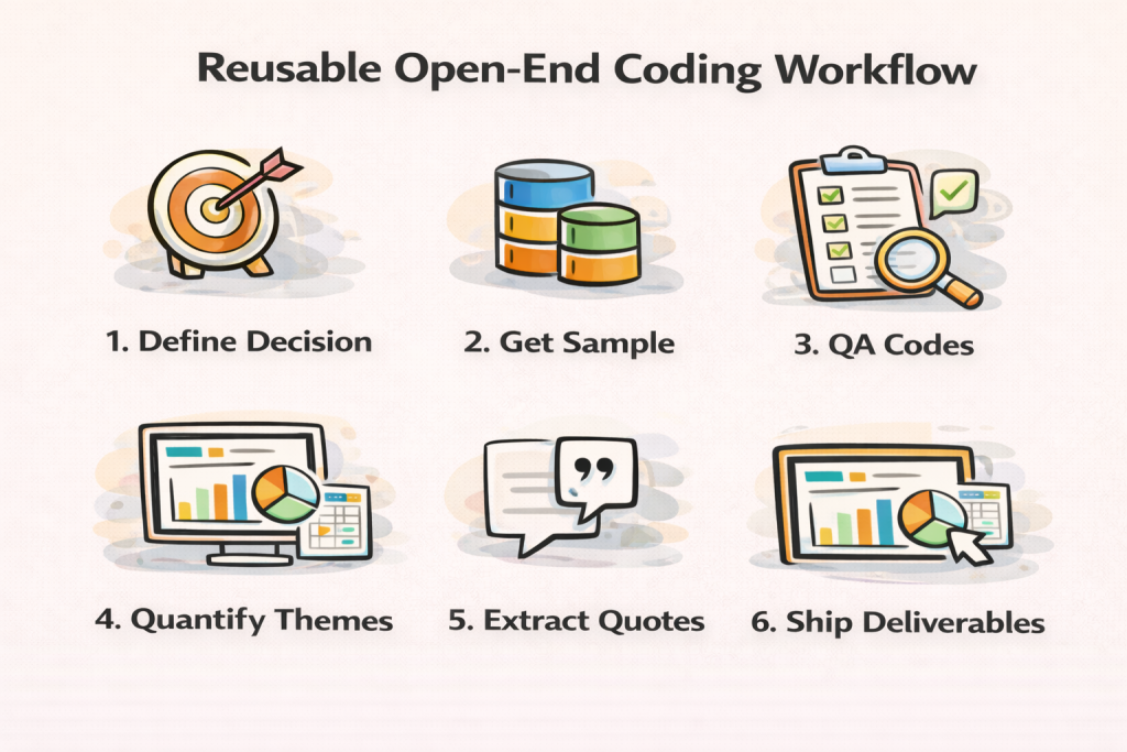 A reliable open-ended coding workflow you can reuse (regardless of tool)